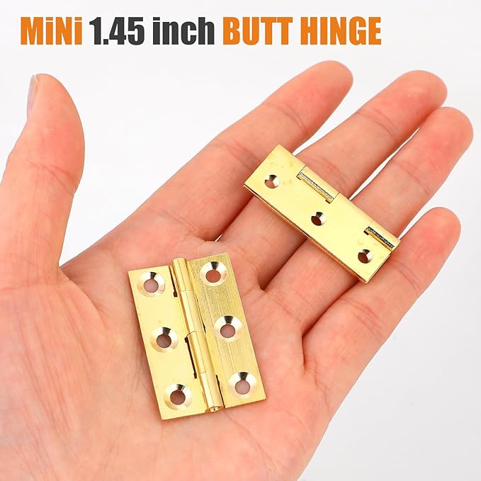 10PCS 1.5 Inch Mini Solid Brass Jewelry Box Cabinet Drawer Butt Hinges with Screws