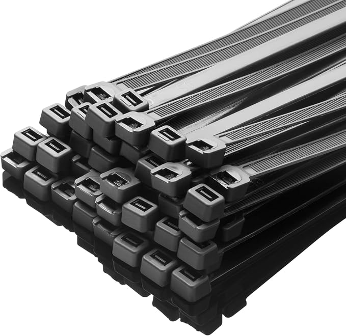 XINGO 8 Inch Black Zip Ties Heavy Duty 1000 Pack, 120 LBS Tensile Strength, Premium Nylon Cable Wire Ties, Self-locking Plastic Ties for Indoor and Outdoor Use