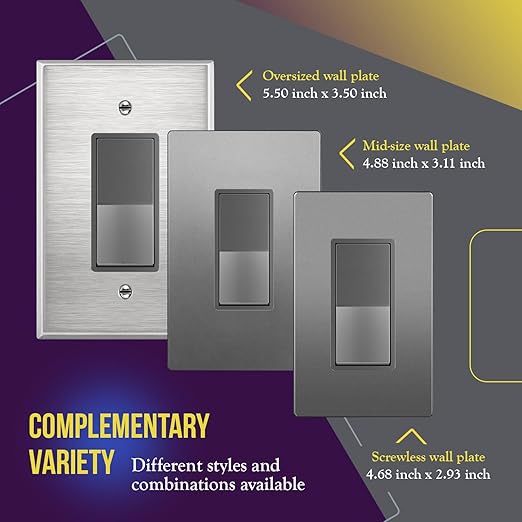 ENERLITES Elite Series Decorator Switch, Paddle Rocker Light Switch, 3-Way or Single Pole, 3 Wire, Grounding Screw, Residential Grade, 15A 120V, UL listed, 93150-SG, Space Gray