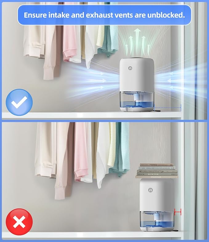 Dehumidifier, 35 OZ Small Dehumidifiers for Bedroom, Quiet Dehumidifier with Auto Defrost, Auto Shut Off, Key Sound Off, 7 Color Light, for Bathroom, Closet, RV, Home up to 280 Sq.Ft, Gold