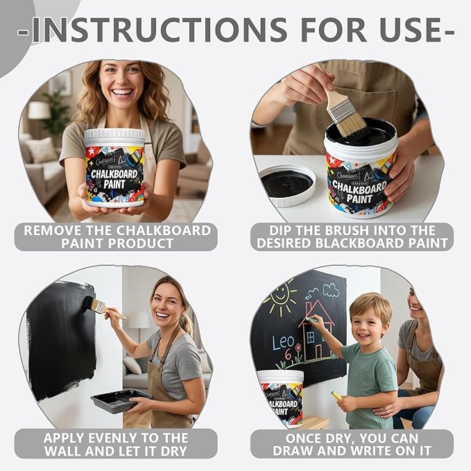 Whiteboard Paint, 16 Oz - Chalkboard Paint Ideal for Creating DIY Menu Boards, Drawing Walls & Office Planners with This Classic Chalk Board Paint's for Home & Business Use (White, 16 oz)