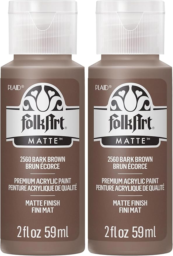 FolkArt Acrylic Paint in Assorted Colors (2 oz), 2560, Bark Brown (Pack of 2)