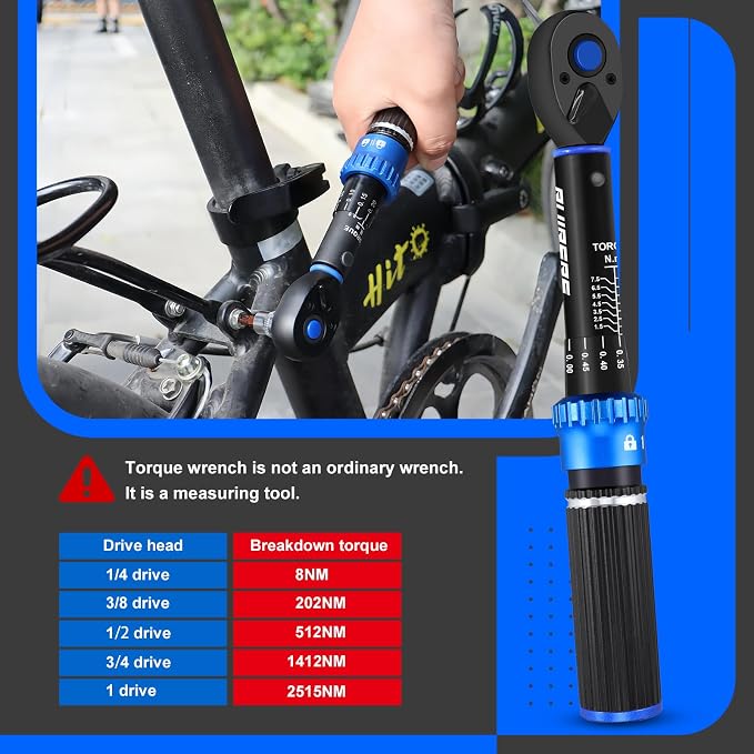 1/4" Drive Small Torque Wrench 1-8 Nm (8.85-70.8 in lb) ±3% Precision, Dual-Direction 72-Tooth Click Low Torque Wrench for Bicycle, Electronics, Small Engine Repair, and Delicate Fasteners