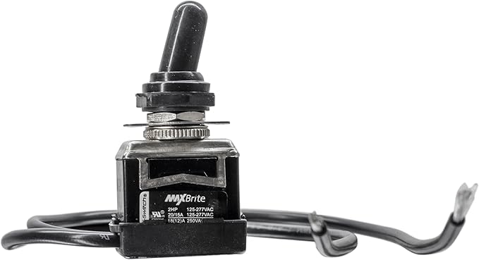 Heavy Duty Toggle Switch 20/15A 125/277V, 2 HP with Waterproof Rubber Boot UL cUL Certified