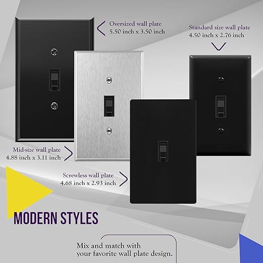 ENERLITES 4-Way Toggle Light Switch, Four Way, Side Wiring, Copper Wire Only, Grounding Screw, Residential Grade, 15A 125VAC 60Hz, UL Listed, 84150-BK-5PCS, Black 5 Pack