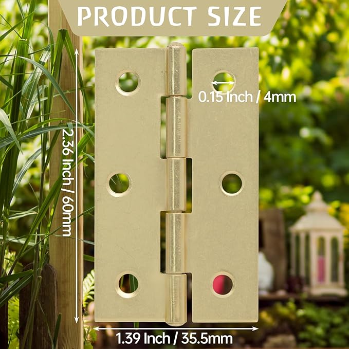 Murtenze 24 Pack 2.5 Inch Door Hinges - Gold Butt Hinges with Mounting Screws