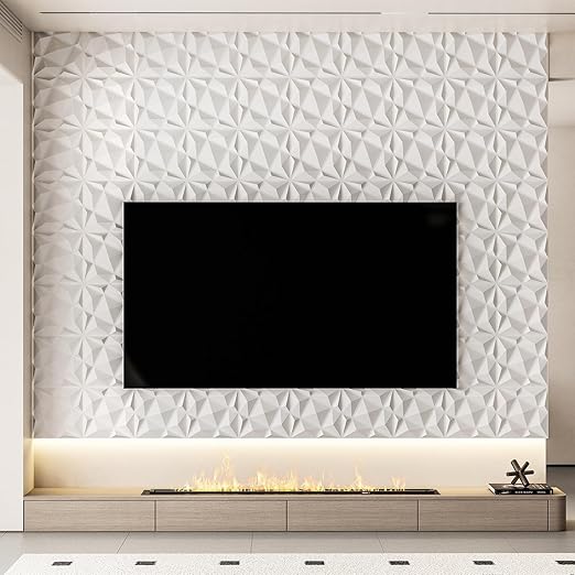 20 Pack 3D Wall Panels for Interior Wall Decor, 12''x12'' White Accent Diamond Panels for Gaming Room Bedroom TV Background, White
