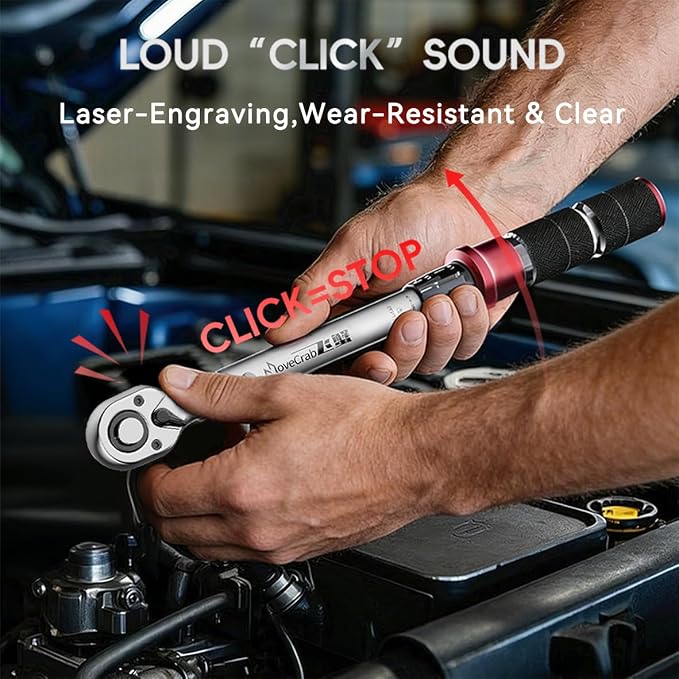 6-Piece Click Torque Wrench Set, 1/4", 3/8" & 1/2" Drive, ±3% | 4-20, 5-45, 15-165 Ft.lb Dual-Direction Torque Wrenches, 72-Tooth Ratchet with Extension Bars for Bicycle, Motorcycle & Auto