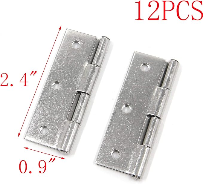 MY MIRONEY Folding Butt Hinge 2-3/8" Stainless Steel Home Furniture Hardware Door and Window Hinge with Screws Pack of 12