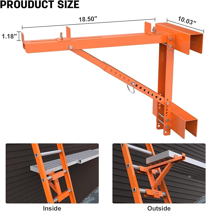 New Upgraded Adjustable Ladder Jacks 2 Pack for Scaffolding Platform, Two-Rung Short Body Extension Ladder Jack Scaffold Bracket, Orange Ladder Platform Accessories Ladder Jack Part for Working Stage