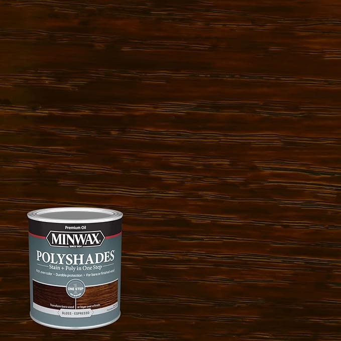 Minwax PolyShades Wood Stain + Polyurethane Finish – Quart, Espresso, Gloss