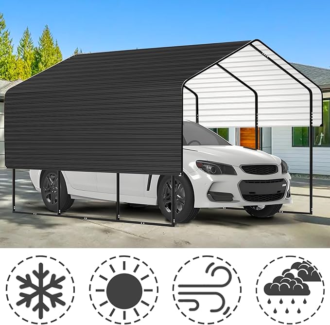 Metal Roofing Panels - 20 Pcs Corrugated Pergola Roofing Panels Heavy Duty Waterproof Tin Roof Materials for Shed Gazebo Garages Patio Siding 60.6x17.7in, Black