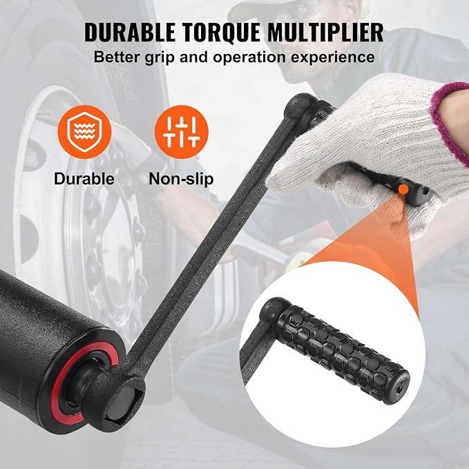 VEVOR Torque Multiplier, 1 Inch Drive Lug Nut Wrench/Multiplier Heavy Duty Torque Multiplier Wrench Set, 1:58 4800N.m Lug Nut Remover, Includes 8 Sockets (24-38mm) and Storage Case