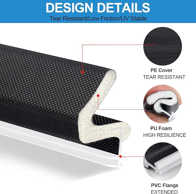 40 Feet Door Weather Stripping, Kerf Weather Stripping for Doors with Groove, Kerf Door Seal for Large Gap and Easy Installation(40, Black)
