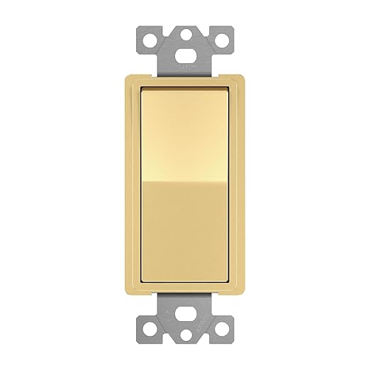 ENERLITES 4-Way Decorator Light Switch, Four Way Paddle Rocker Switch, Gloss Finish, Ground Wire Lead Attached, Residential/Commercial Grade, 15A 120V/277V, UL Listed, 94150-GD, Gold
