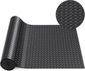 Breling 16 in x 32.8 ft Rubber Flooring Rolls Mats, Heavy Duty Diamond Plate Garage Floor Mat, PVC Water/Stain Outside Resistant Parking Rv Trailer Flooring(Black)