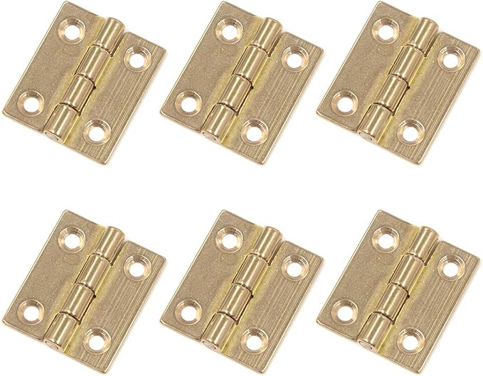 Mcredy Brass Hinges,1 Inch Jewelry Box Hinge Gold Small Hinge for Wooden Box,Butt Hinges with Mounting Screws,Pack of 6