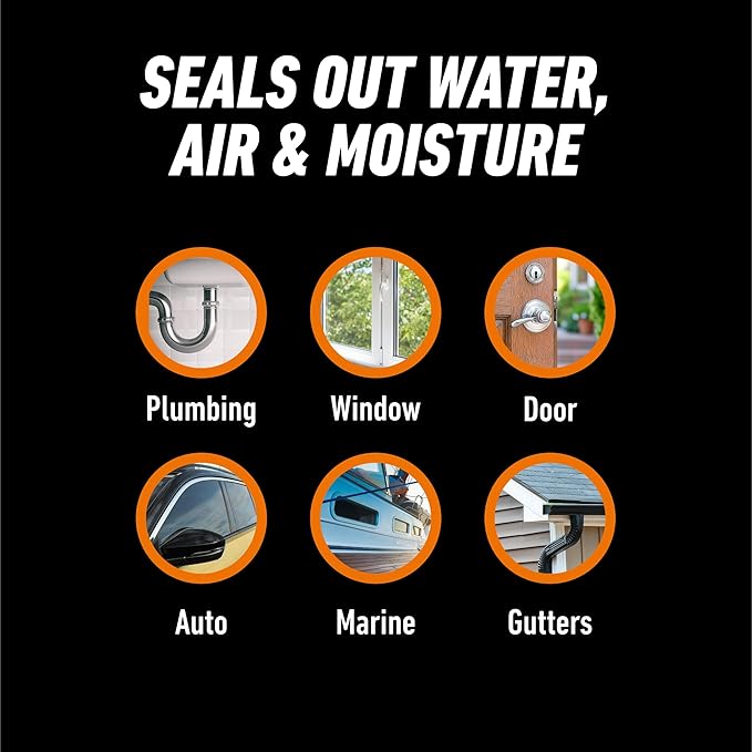 Gorilla 100% Silicone Sealant Caulk Window & Door, 10 Ounce Cartridge, White