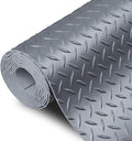 SEAL 4 x 8 Ft Premium Garage Floor Mat, Solid 2.8mm Thick Lay-Flat Gray Commercial Grade Heavy Duty Parking Mat for Garage Floor, Golf Cart, Water/Stain Resistant Runner (Embossed Diamond Plate)