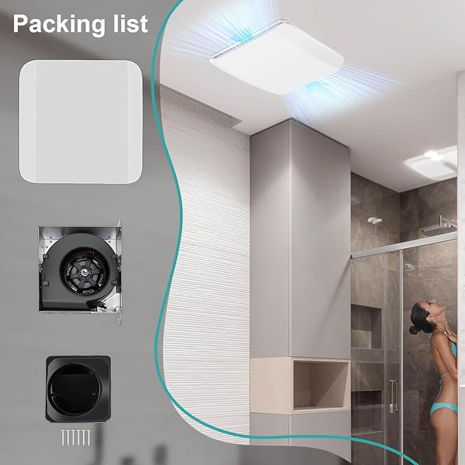 JOEAONZ Bathroom Exhaust Fan Ceiling Mount 110CFM, Quiet Ventilation Fan 1.5 Sones with Hidden Grille Cover & Metal Motor, 4-inch Duct Household Extractor, Ideal for Bathroom Remodeling (White)