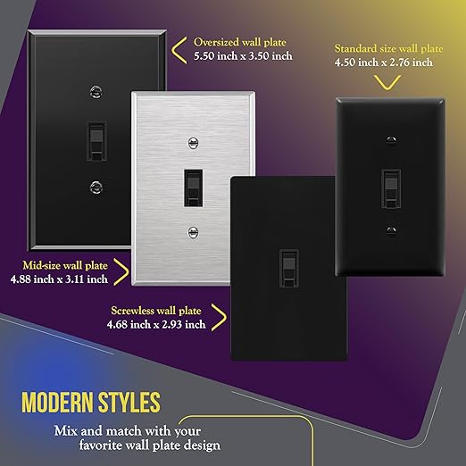 ENERLITES 4-Way Toggle Light Switch, Four Way, Side Wiring, Copper Wire Only, Grounding Screw, Residential Grade, 15A 125VAC 60Hz, UL Listed, 84150-BK, Black