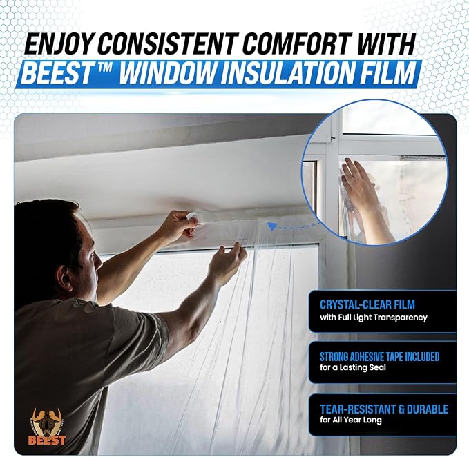 BEEST FULLSTOP Platinum Garage Door Insulation Kit - 16x8 & 16x7 ft Double Garage Door Insulation Panels w/ Threshold Seal, 16 Pre-Cut 24x48”, Window Films, Entry Draft Stoppers and Top & Side Seals