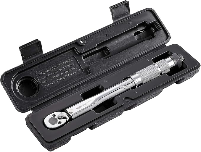 Amazon Basics 1/4-Inch Drive Click Torque Wrench, 35-200 in.-lb/3.95-22.5 Nm, Adjustable Ratchet with High Contrast Dual Range Scales, Steel Construction