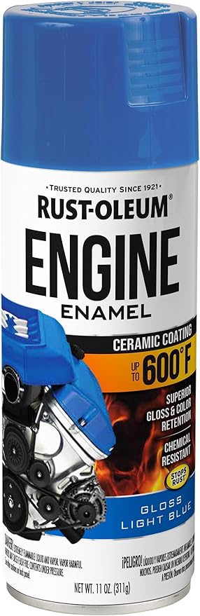 Rust-Oleum 366431 Engine Enamel Spray Paint, 11 oz, Gloss Light Blue, (Pack of 1)