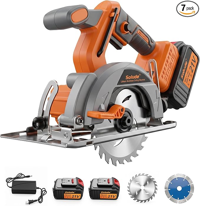 5-Inch 21V Brushless Cordless Circular Saw with 2 x 4.0Ah Lithium Batteries – Electric Cutting Circular Saw with 2 Saw Blades for Wood, Metal, Tile, Drywall, Plastic Cutting