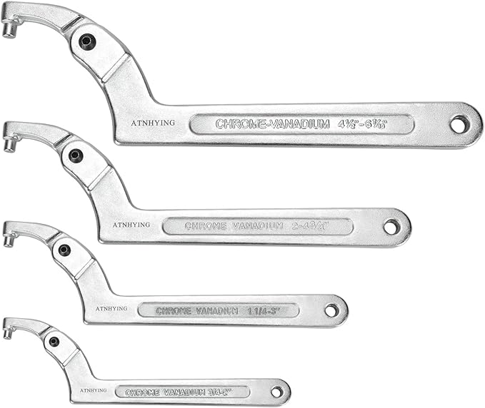 4 pcs Spanner Wrench Set, Adjustable C Pin Spanner Hook Wrench Tool for Machine Tools, Vehicles, Mechanical Equipments (4pcs special size)