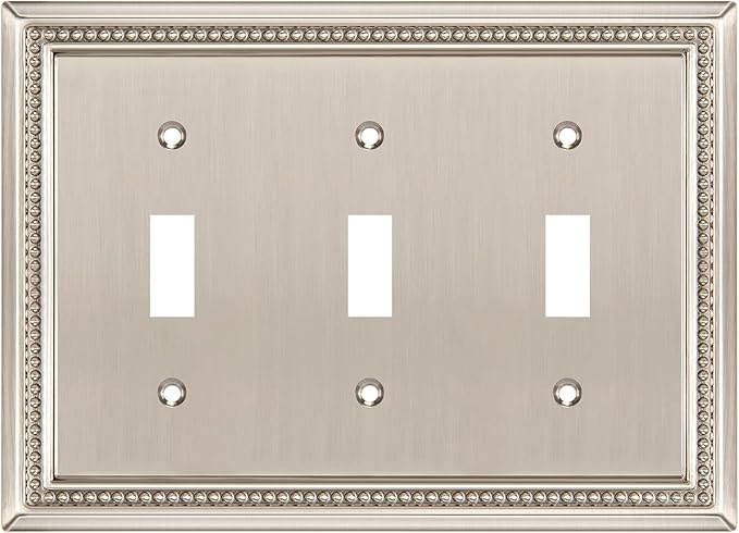 Henne Bery Sunken Pearls Heavy Duty Decorative Wall Plate Switch Plate Outlet Cover (Triple Toggle, Satin Nickel)