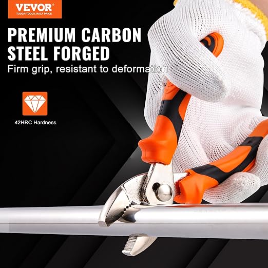 VEVOR 8-Piece Pliers Set with Tool Roll, High Carbon Steel-12"/10"/8" Groove Joint -8"Linesman's -6" Slip Joint Pliers-8" Long Nose Pliers-6" Diagonal Cutter-10" Adjustable Wrench