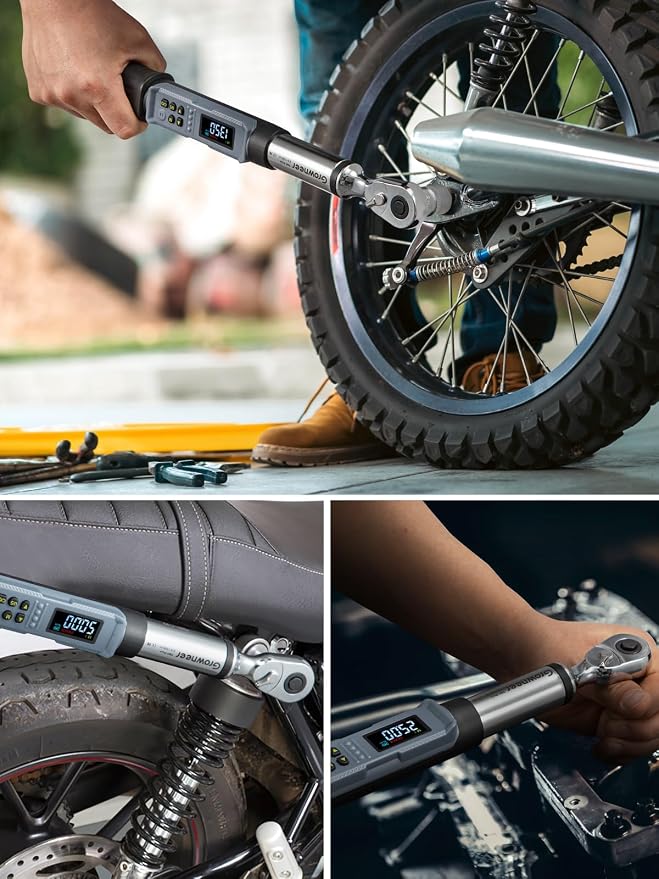 GROWNEER Digital Torque Wrench, 5-99.6 Ft-lbs/6.8-135 Nm, 3/8'' Drive Rachet Torque Wrench with Buzzer & Colorful LED Indicator, Electronic Torque Wrench Set for Bike Motorcycle Car Tire Auto Repair