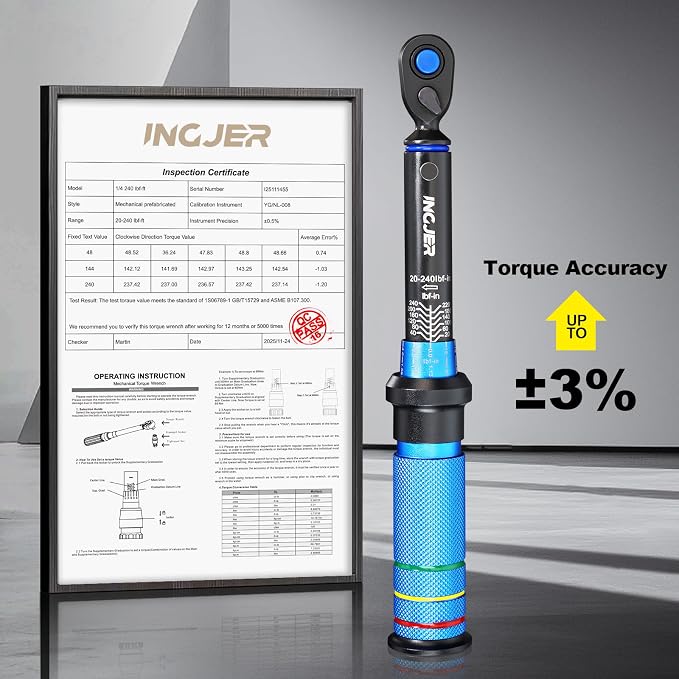 Torque Wrench, Mini 20-240in.lb, UPGRADE 1/4 Torque Wrench | 2.3-27.1Nm,±3% Precision Dual-Direction, 72 Tooth Small Torque Wrench for Bike, Inch Pound Torque Wrench for Gunsmithing