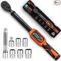 Matework Digital Torque Wrench 1/2" Drive | 8.5-160 ft.lb | ±1% High Accuracy | Buzzer and LED Alert | 3-Mode & 5-Unit Switch, 8PCS Digital Torque Wrench Set for Motorcycle, Car Maintenance
