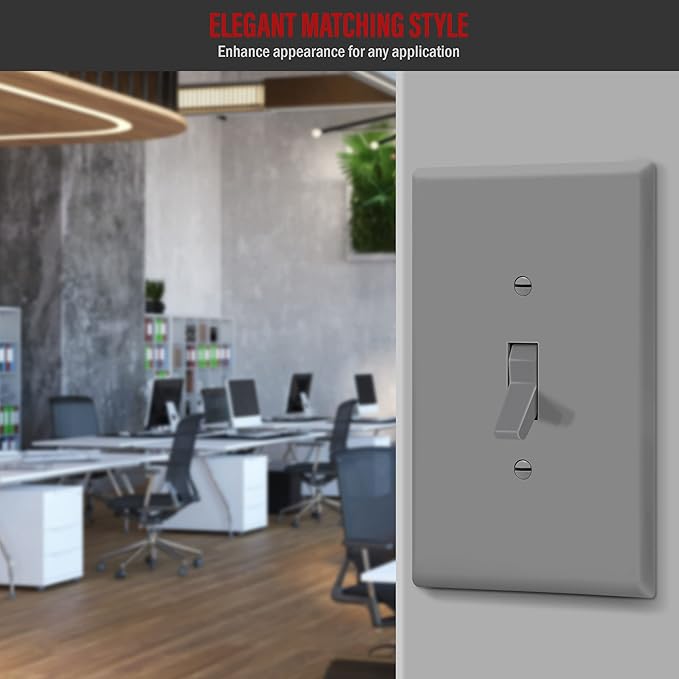 ENERLITES Toggle Light Switch Wall Plate, Gloss Finish, Jumbo Switch Cover, Oversized 1-Gang 5.5" x 3.5", Unbreakable Polycarbonate Thermoplastic, 8811O-GY, Gray