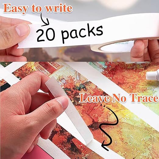 Masking Tape, 20 Packs White Masking Tape, 0.75 Inch X 55 Yards X 20 Rolls, 1100 Yards in Total. for General Purpose Use, Painting, Crafting, School Stationery, Arts, Home Use etc.