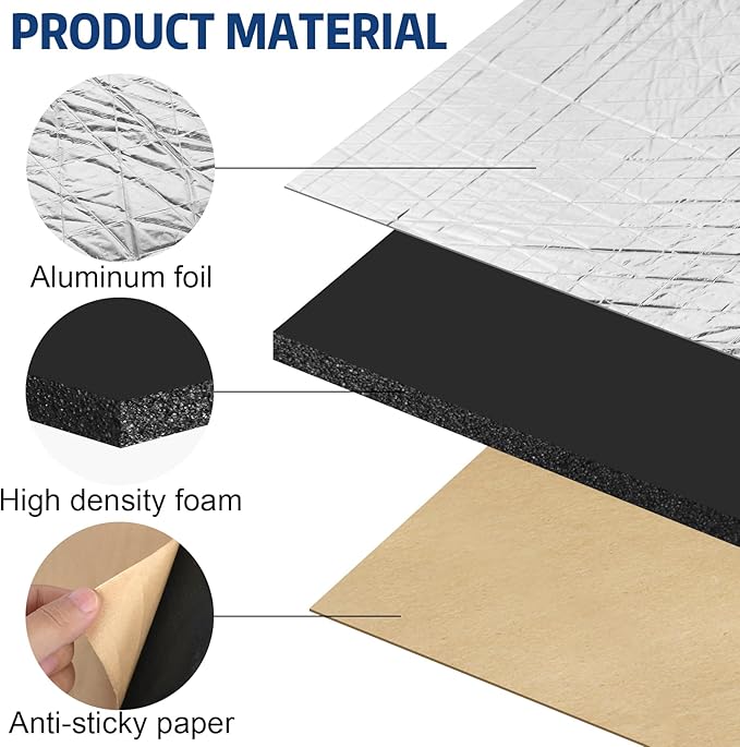 Storystore 8 Pcs 197 mil Thick Car Sound Deadening Mat, 8.6 sqft Sound Deadener Mat Material with Self-Adhesive, Automotive Audio Sound Dampening and Heat Insulation for Truck, Vehicle