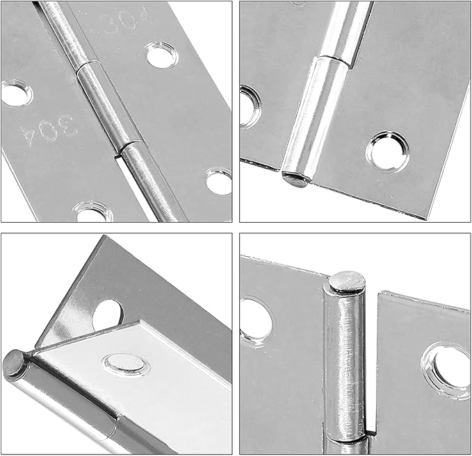 Biaungdo 3 Inch Butt Hinge, Stainless Steel Folding Butt Hinges, Cabinet Mini Hinges Small Box Hinges Door Hinge Rectangle, Pack of 10