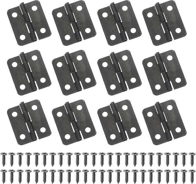 MECCANIXITY Small Butt Hinges 3/4 Inch Mini Jewelry Box Hinge with Screw for Jewelry Wooden Boxes Cabinet Drawer Doors Gate (Black, Pack of 12)