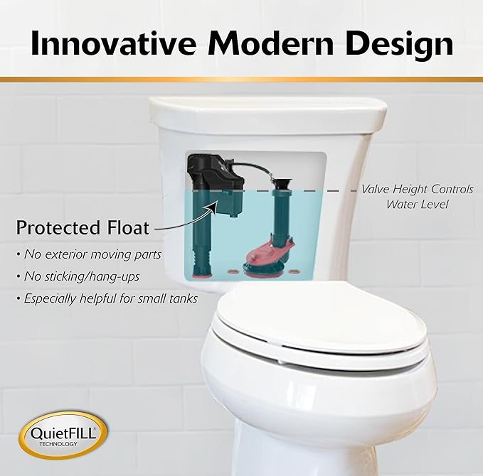 Korky 4010XP 2X Long-Life Standard 2-inch Complete Fixes: Running, Noisy, No/Slow Refill, and No/Weak Flush Easy to Install Toilet Repair Kit, Black