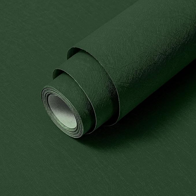 Dark Green Peel and Stick Wallpaper Removable Silk Texture Contact Paper | 15.7" X 984.2" Self Adhesive Vintage Embossed Stick on Wallpaper Home Decorativon for Wall Shelf Liner Paper