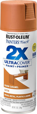 Rust-Oleum 267118 Painter's Touch 2X Ultra Cover Spray Paint, 12 oz, Satin Warm Caramel