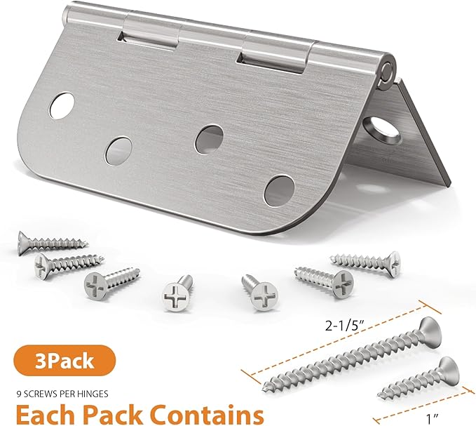 3 Pack Brushed Nickel Door Hinges, 4 Inch Exterior Door Hinges with Square & 5/8" Radius, 4 in Satin Nickel Heavy Duty Residential Front and Back, Removable Pin & No Squeaks