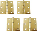 QCAA Square Door Butt Hinge, Heavy Gauge, Swaged, Loose Pin, 3"x3"x2.0mm, Brass Plated, Made in Taiwan, 4 Pack