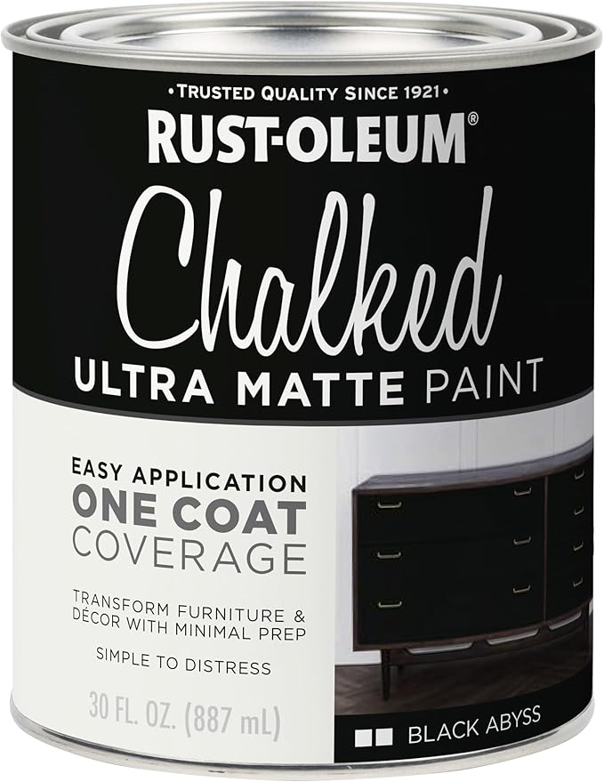 Rust-Oleum Black Abyss Chalked All-in-One Ultra Matte Paint | One Coat Coverage | No Primer, Sanding, Or Topcoat Needed | Easy Clean Up | Made in USA | 30 OZ