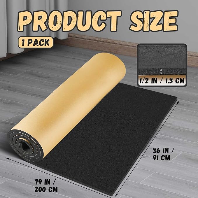 Pangda 1 Piece 36 x 79 x 1/2 Inch Extra Large Marine Foam Roll Closed Cell Rubber with Adhesive Insulation Sheets Lightweight Single Sided Tape Water Weather Resistant for Craft