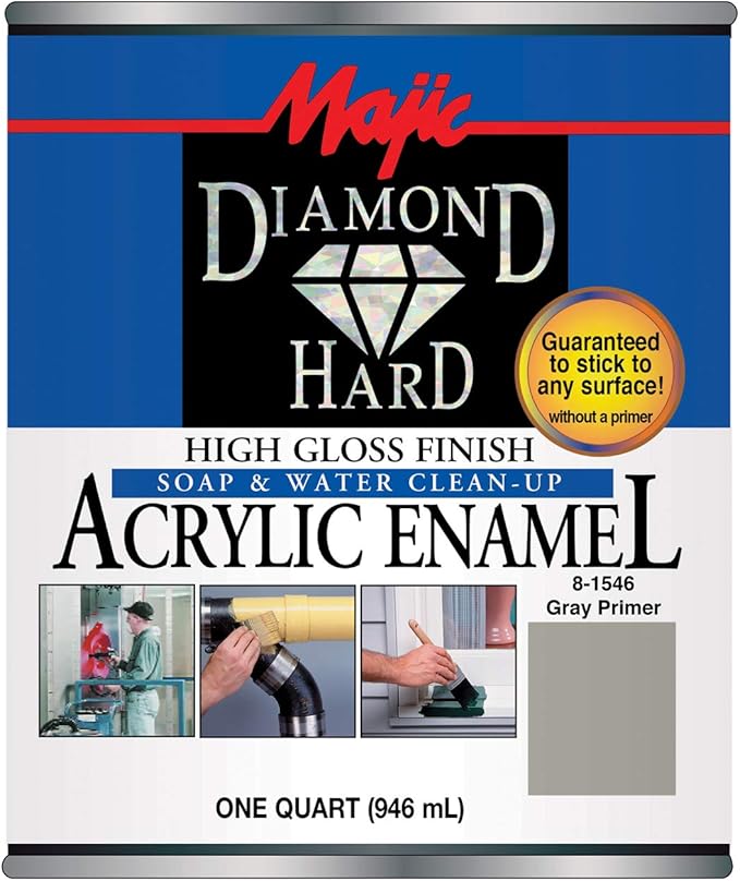 Majic Paints 8-1546-2 Diamond Hard Acrylic Enamel High Gloss Paint, 1- Quart, Gray Primer