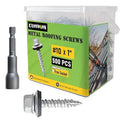 500 Pcs, #10 x 1 Inch Hex Head Metal Roofing Screws, Zinc Plated Sharp Point Sheet Metal Roof Screw with Rubber Washer, Self Tapping Metal to Wood Siding Screws, Hex Socket Included