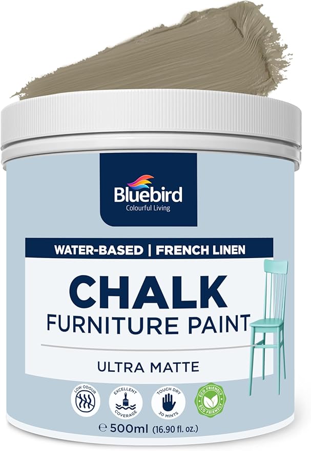 BLUEBIRD Chalk Furniture Paint - 500 ML / 16.9 fl oz for Furniture, Home Décor, Cabinets, and More (French Linen)